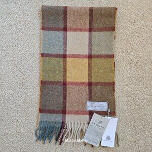 NWT Bronte by Moon Merino Lambswool Plaid Scarf Earth Tones